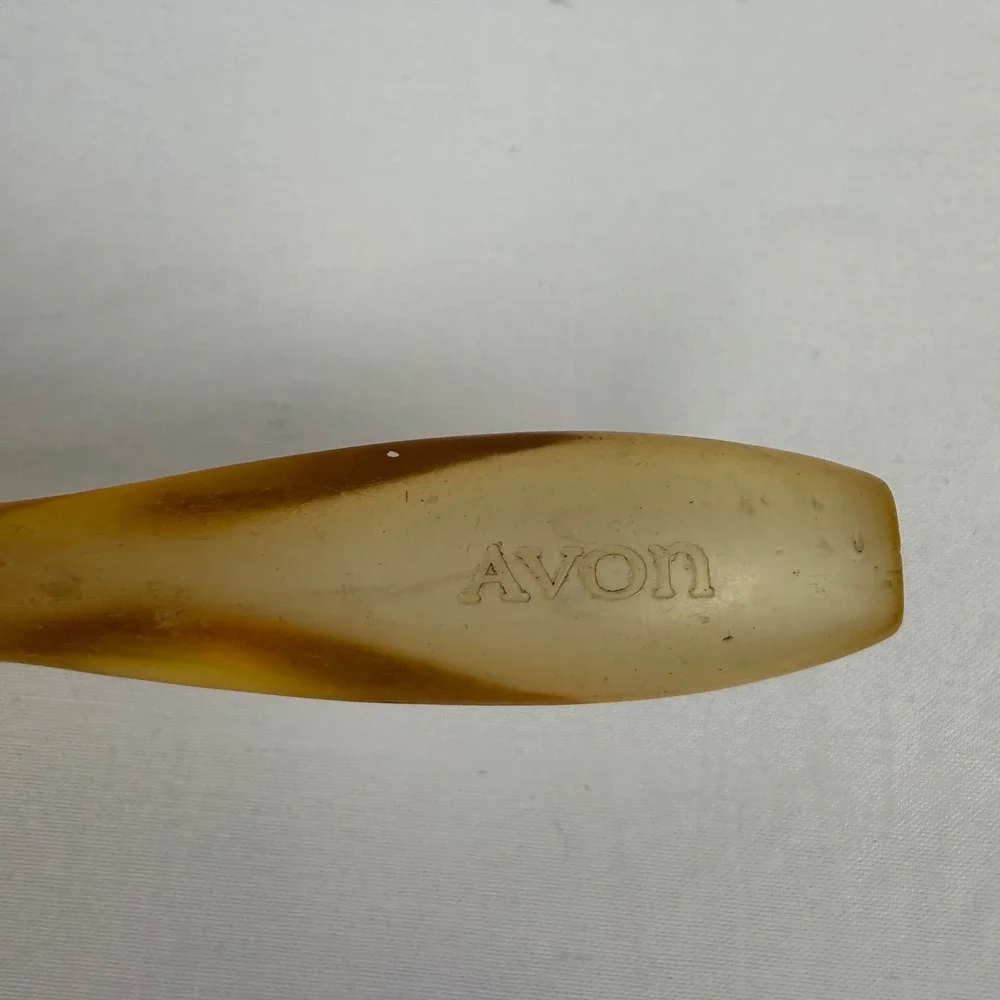 Vintage Avon Hair Brush Amber Faux Tortoise‎ Shell Handle White Bristles 5.75